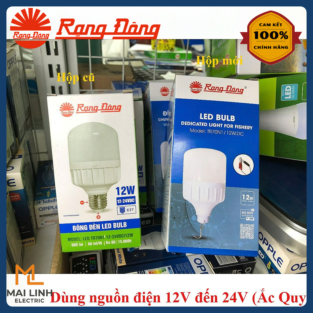 (Rạng Đông) Bóng đèn LED dùng cho bình ắc quy 12V-24V Đui xoáy E27 -Công suất 9W-12W