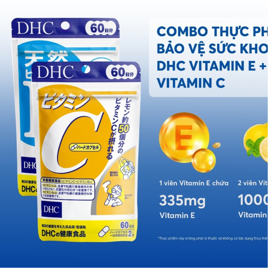 Combo viên uống vtm E + vtm C ( 60 ngày) hỗ trợ giúp trắng sáng da, mờ thâm, cải thiện da