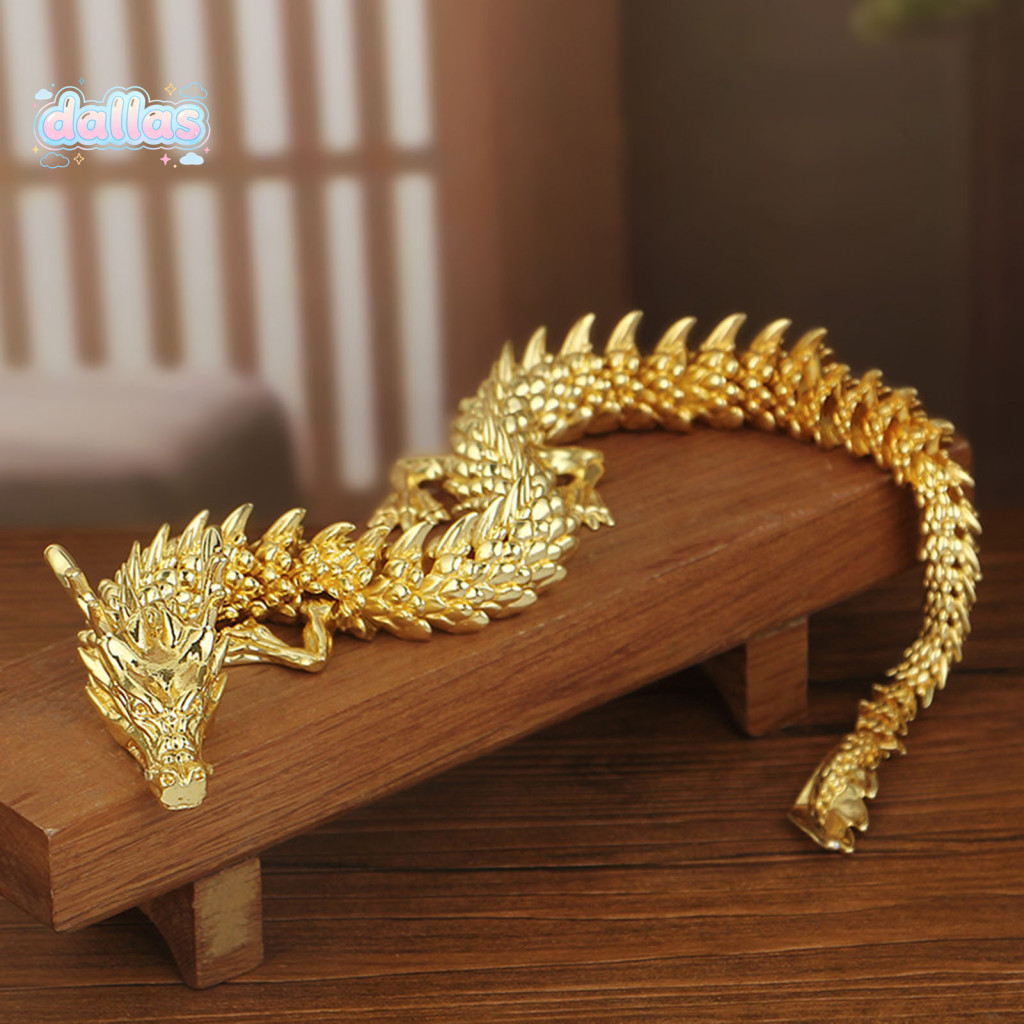 DALLS _ Eastern Loong Trang Trí Tượng Rồng Vàng Hợp Kim Tượng Rồng Trung Quốc Vàng Có Khớp Di Chuyển