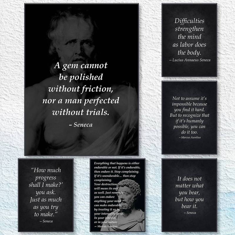 Stoic Trích Dẫn Canvas Nghệ Thuật Treo Tường Bộ Seneca Marcus Aurelius In Động Lực Cho Văn Phòng Tại