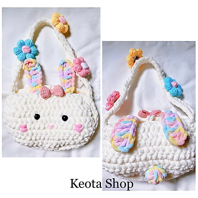 Túi thỏ cầu vồng len móc Handmade 🌷🌷