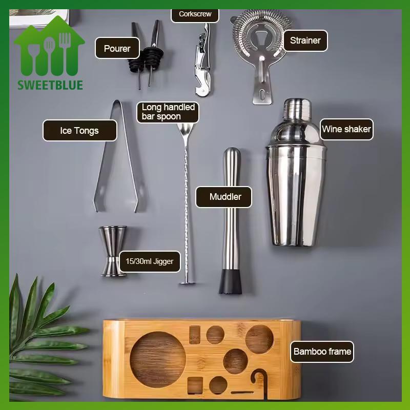 SWEET 10 Chiếc Cotail Shaker Set Thép Không Gỉ Bartender Kit Cotail Mixer Martini Shaker Đảng Thanh 