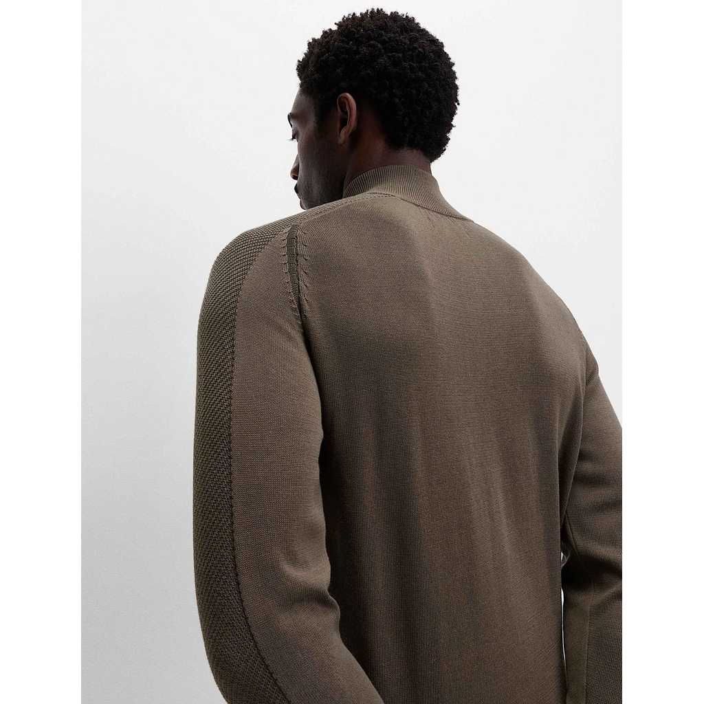 M&S - Cotton Modal Blend Half Zip Textured Jumper - PEWTER