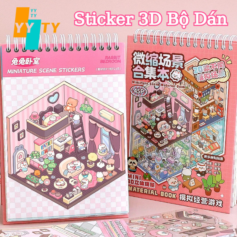 YYTY Micro Scene loạt Stickers,Hình dán cảnh 3D,BộNhãn dán PET dễ thương,Tự làm Stickers Đồ chơi