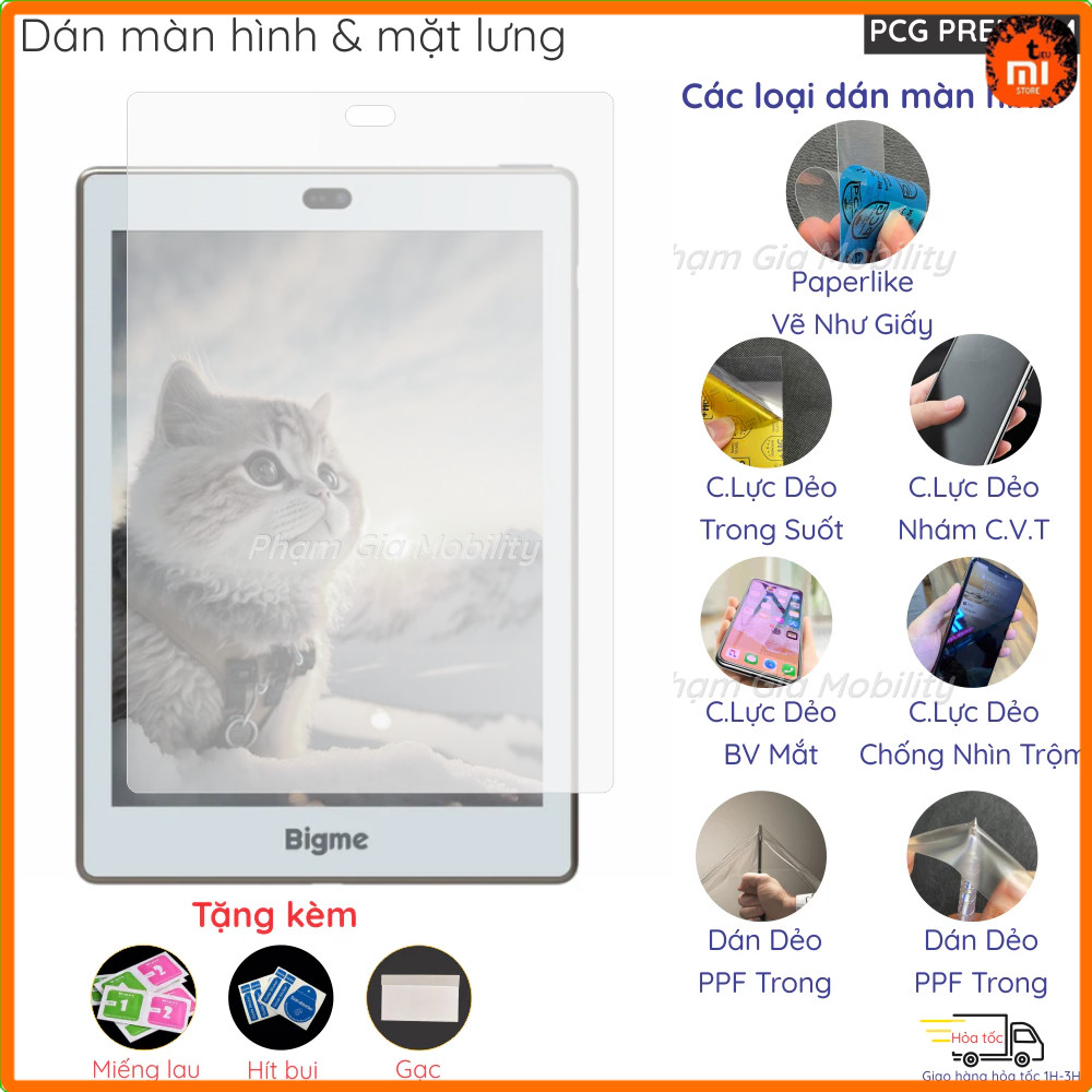 Dán màn hình máy đọc sách Bigme S6 Color+/S6 Cover Lite/ InkNote S loại Paperlike, nano dẻo, PPF,...