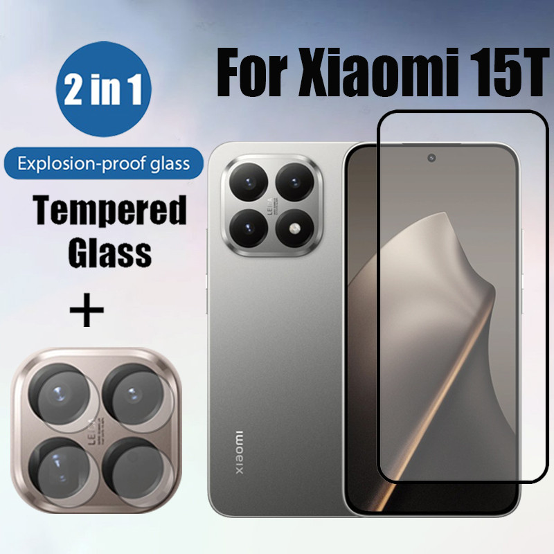 Kính cường lực bảo vệ màn hình Xiaomi 15T 2 trong 1 cho Xiaomi 14T 13T 14 Pro 5G HD Phim bảo vệ kính & Phim ống kính máy ảnh