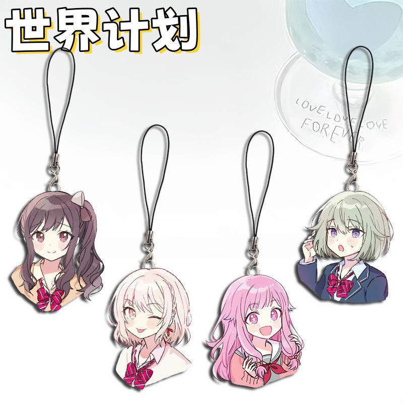 Anime Project Sekai Pendant Keychains  Acrylic Phone Lanyards Phone Charm Decoration Backpack Access