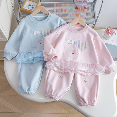 Set Thu Đông Áo Nỉ Tay Dài Thỏ Tim Quần Dài Bo Chun Bé Gái 1-8 Tuổi MINTSCLOSET Quảng Châu - GA2459