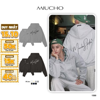 Áo hoodie zip local brand dày dặn form boxy HXD1569 Miucho Club vải nỉ bông mũ rộng in basic