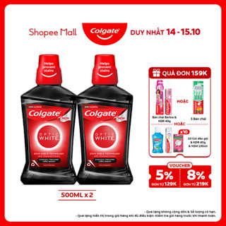 Bộ 2 Nước súc miệng Colgate trắng răng Optic White than hoạt tính 500ml
