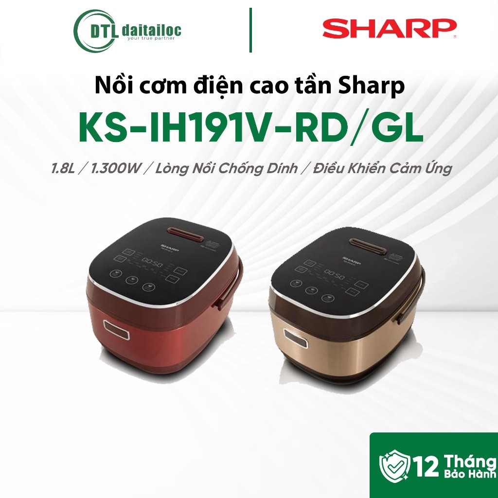 Nồi Cơm Điện Cao Tần Sharp KS-IH191V-RD / KS-IH191V-GL | Chính Hãng | Bảo Hành 12 Tháng
