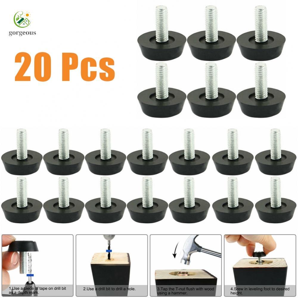 [FUXIN]Chair Feet Chair Leg Caps M6x20mm Plastic Chair Glide Leveling Foot Table Foot