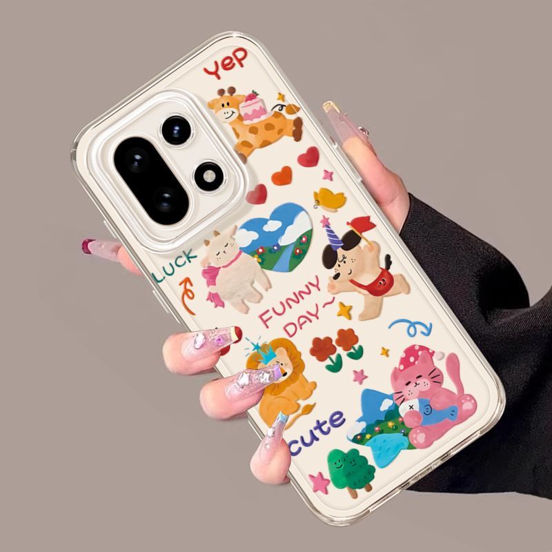 Động Vật Dễ Thương Thích Hợp OnePlus 15T Ốp Lưng Điện Thoại Phong Cách Mới 1Plus 15 Trong Suốt Chống