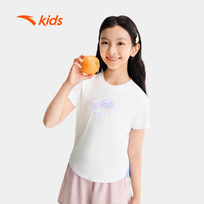 Anta Kids Áo Thun Ngắn Tay Thể Thao Bé Gái từ 10-14 tuổi Anta Kids Áo Phông Thể Thao Thoáng Khí mềm mại 3626B5105