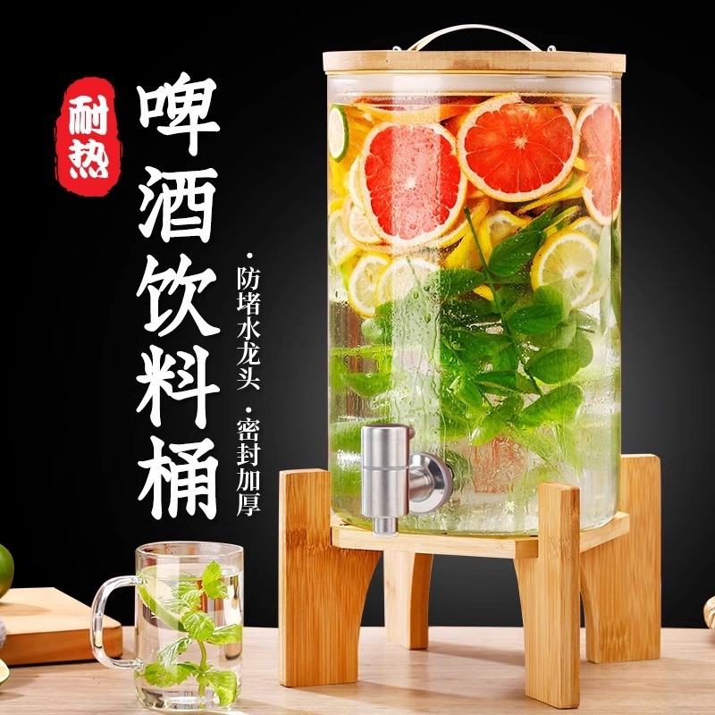 Ấm đun nước lạnh ấm đun nước lạnh xô nước trái cây thủy tinh xô đựng nước giải khát cola hộp đựng ch
