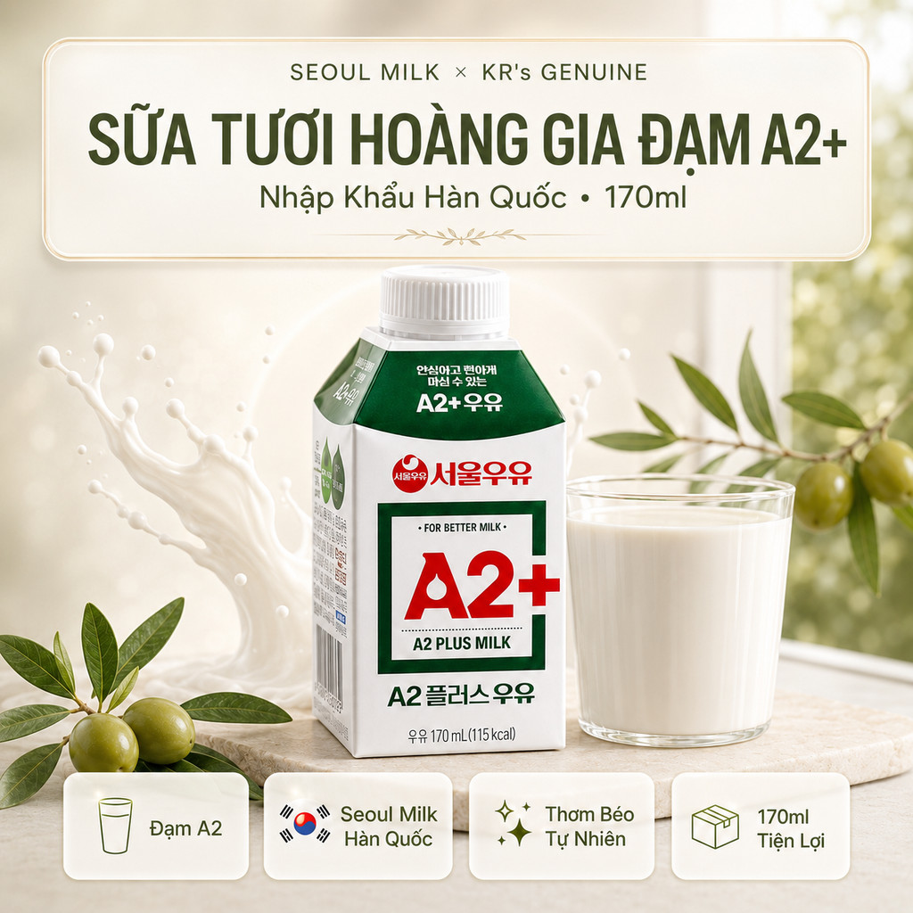 [Date 8/01/27]18 Hộp Sữa Tươi Hoàng Gia Seoul Milk A2+ 170ml - Sữa Đạm A2 Nhập Khẩu Hàn Quốc Chính H