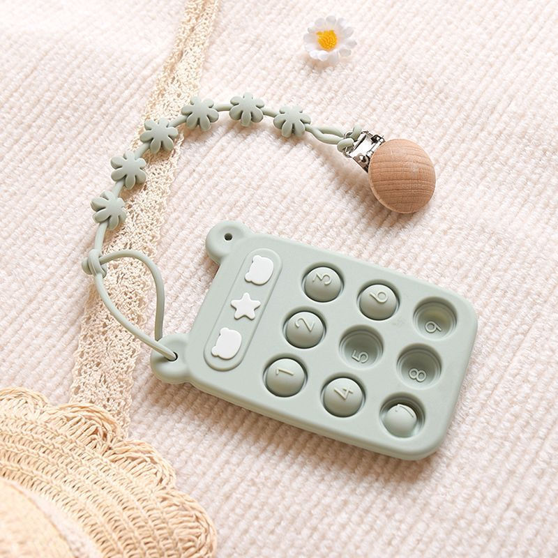 TQ~New food-grade silicone teething toy for babies, chewable mobile phone-shaped teething stick, fin