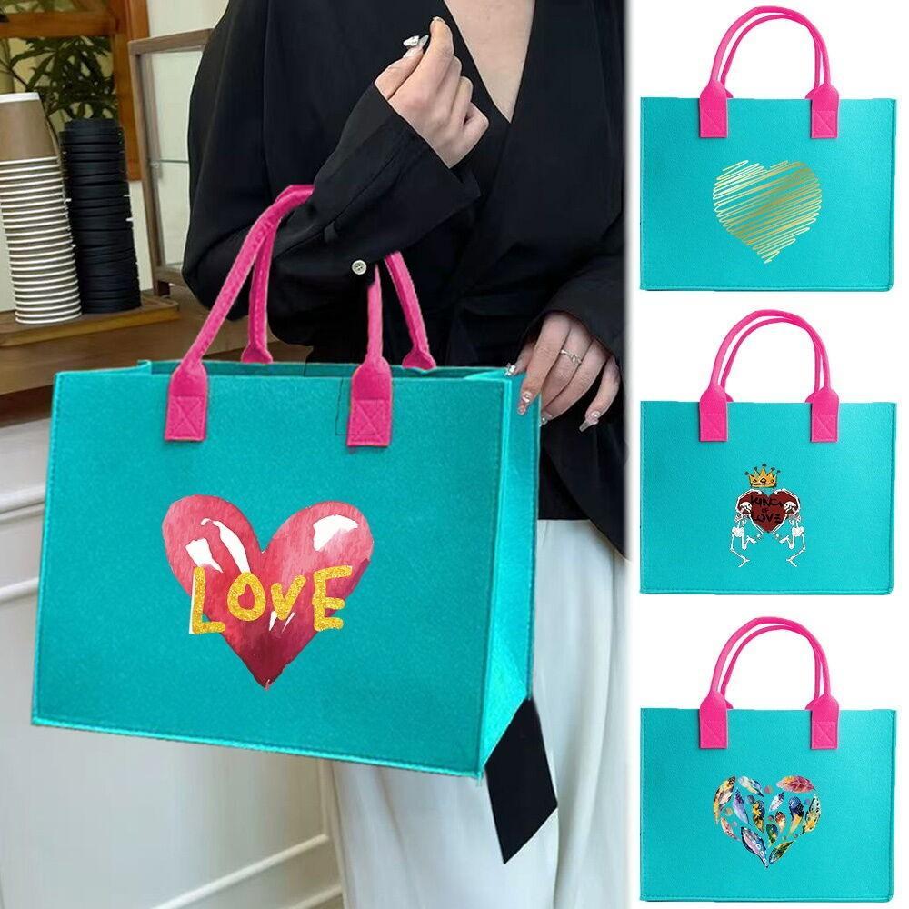 Felt Bag Large Capacity Reuseable -Large Capacity Shopping Travel Bag Soft Felt Tote Bag Percetakan 
