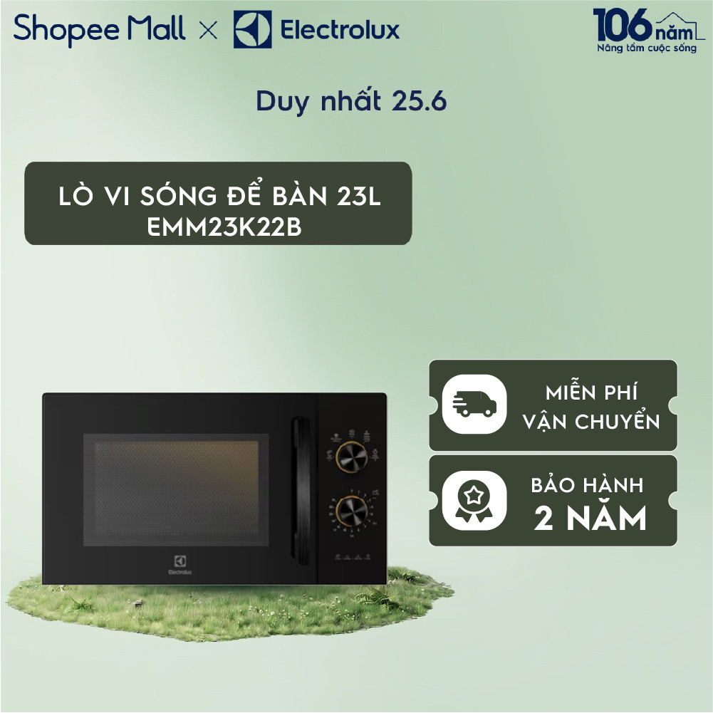 Lò vi sóng 23L Electrolux EMM23K22B 800w - 5 chương trình nấu, rã đông, hâm nóng nhanh