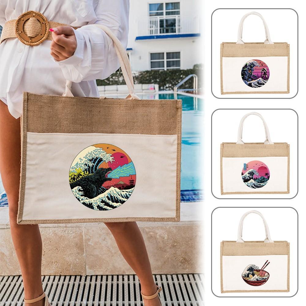 Jute Bag Handbag Linen Shoulder Bag Sacks Jute Imitation Sacks Women Shopping Tote Laminated Bags Ja
