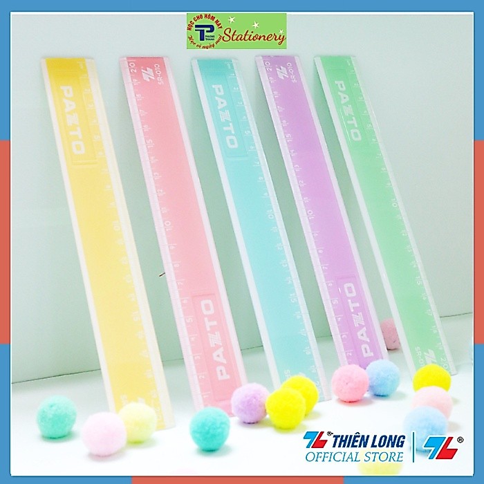 Thước nhựa thẳng màu Pastel dài 20 cm Thiên Long Pazto SR-010 - Màu ngẫu nhiên