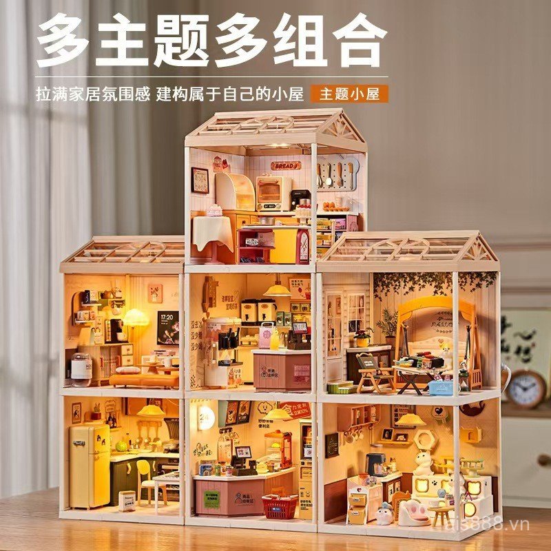 C4JK [Cash commodity and quick delivery]English Small Town Diary Miniature Living Room Building Bloc