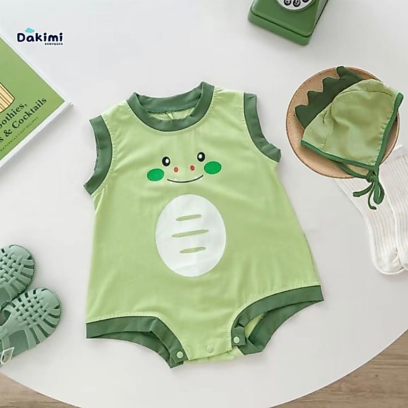 Body Chip khủng Long Dakimi BABYWEAR, Bodysuit cho bé cộc tay chất thun lạnh mát mịn từ 0-12M