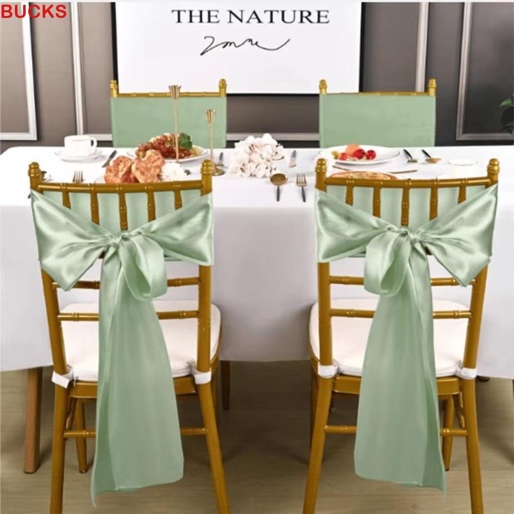 BUCKS 5 Chiếc Nơ Ghế, 275cm Vintage Satin Cưới Ghế Sashes, Trang Trí Ghế Có Thể Tái Sử Dụng Nhiều Mà