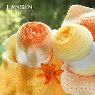 Len lông vũ Fansen len chuyển màu móc khăn móc áo móc mũ cuộn 200g