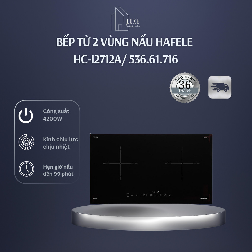 [MIỄN PHÍ LẮP ĐẶT VÀ CẮT ĐÁ] Bếp Từ 2 Vùng Nấu Hafele HC-I2712A 536.61.716 | Lắp âm - BH Chính Hãng 
