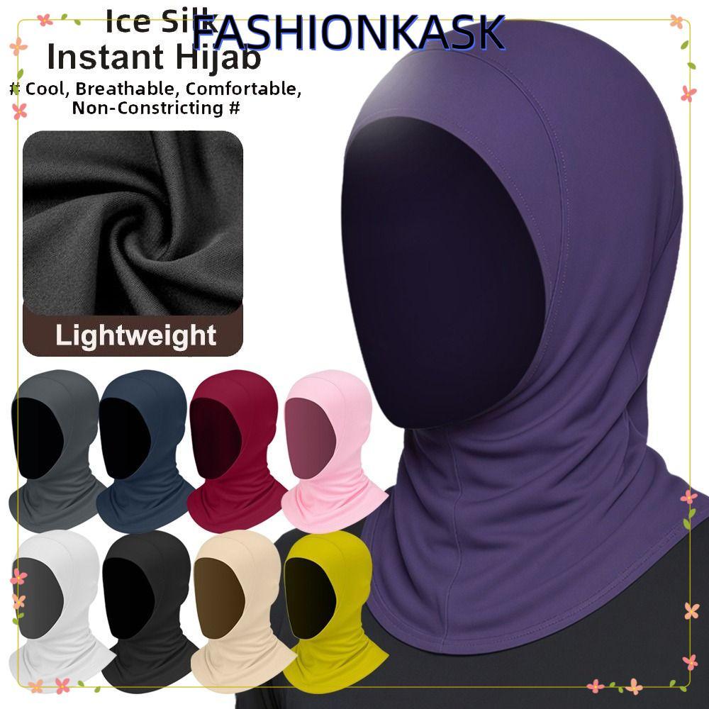 Khăn Hijab nữ IFASHIONKA, Khăn Hijab chống nắng Ice Silk Instant Hijab, Áo thun bảo vệ cổ thanh lịch