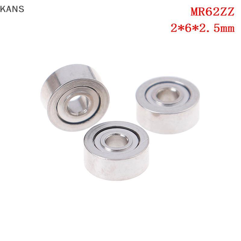 Kans 10 Chiếc MR62ZZ (2x6x2.5mm) Vòng bi chính xác được che chắn bằng kim loại Vòng bi mini vn