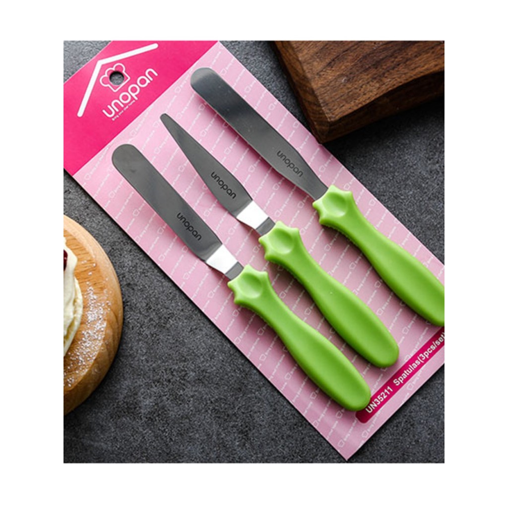 Sanneng Wunuo Scraper Set Thép không gỉ Kem Smoothing Knife 3 Kiss Knife Dụng cụ làm bánh tại nhà UN