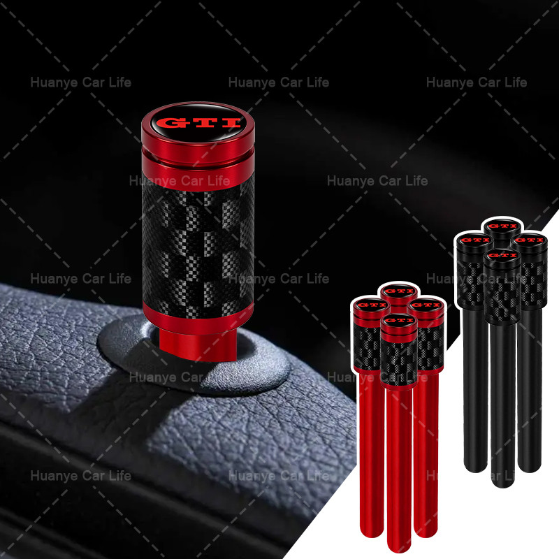 1 / 4 Sợi Carbon Khóa Cửa Ô Tô Núm Nhôm Chốt Cửa Ô Tô Nút Chống Rỉ Sét Cho POLO Golf 5 6 Thế Hệ 7 GT