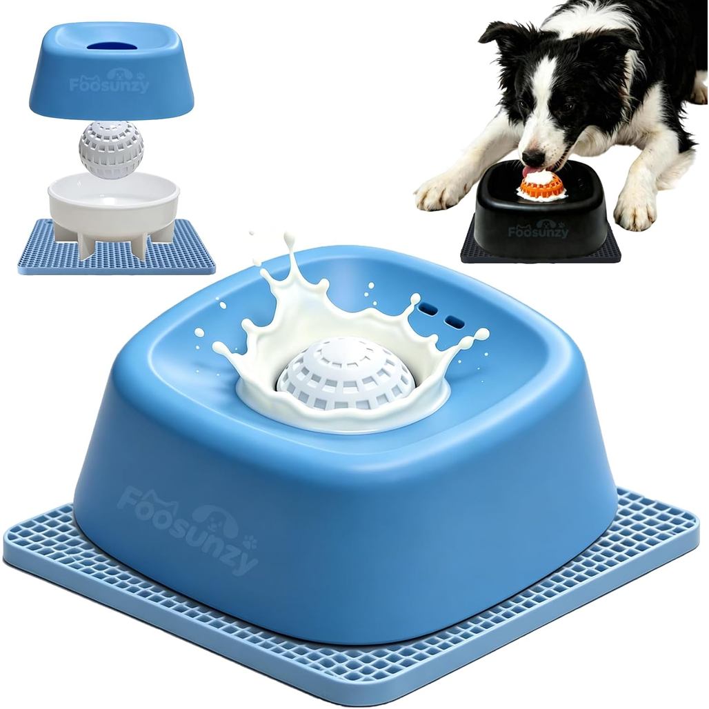 Bát cho chó ăn chậm cho chất lỏng có bóng lăn, Bát liếm tương tác Thức ăn chậm cho thức ăn ướt, nước