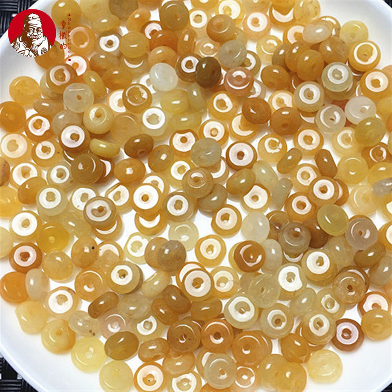 ((Giá 10 Miếng) Hàng Tự Nhiên Ngọc Rồng Vàng Ngọc Abacus Hạt Miếng Đệm Hạt Rời Hạt Khoảng 6mm Vòng Tay DIY Phụ Kiện