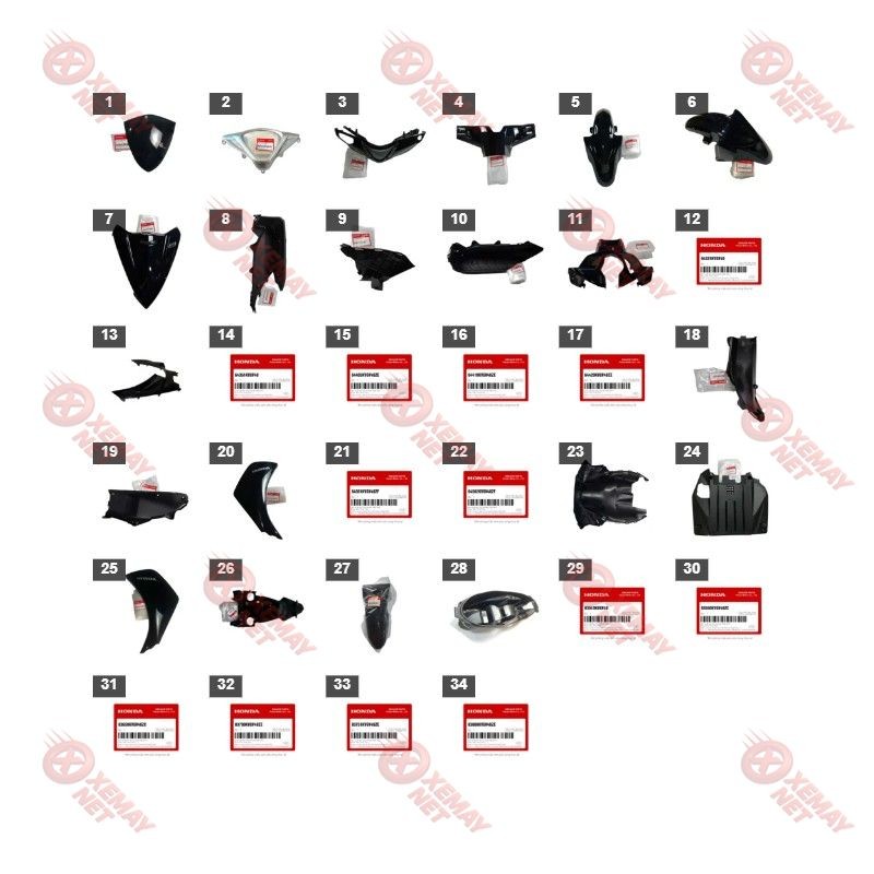 Bộ Nhựa - Dàn Vỏ - Dàn Áo Air Blade 110 Năm 2011 Màu Đen - Nhb25M L3