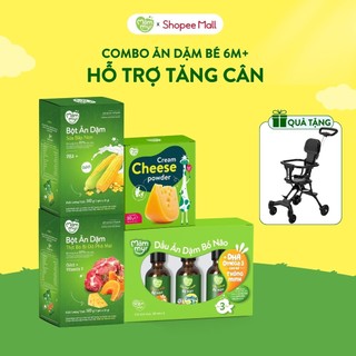 Combo 6M set dầu ăn dặm 30ml, phô mai tách muối, bột ăn dặm thịt bò, bắp non dinh dưỡng dành cho bé từ 6 - 8 tháng
