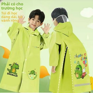 Áo mưa trẻ em hình khủng long dễ thương - Chống thấm tốt, có nón che cặp sách