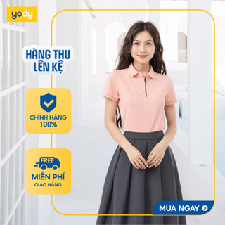  Áo polo nữ cafe.da in sườn YODY chạm mát tức thì thấm hút giữ phom thoáng khí APN7254 WCPO25A220