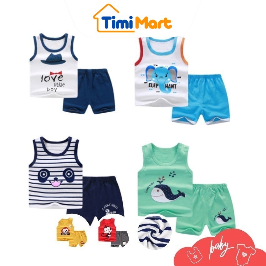 Bộ Thun Ba Lỗ Cho Bé Trai, Áo Ba Lỗ Bé Trai Link Card - Timikid Store