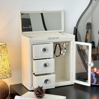 Hộp trang sức cao cấp, hộp lưu trữ trang sức dung tích lớn, tủ lưu trữ để bàn