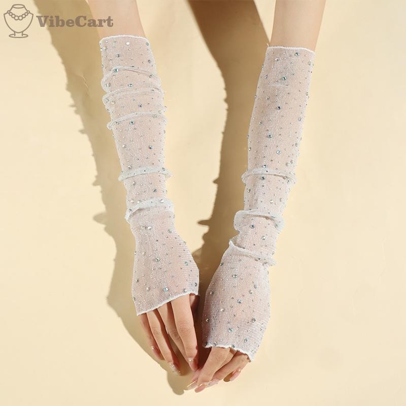 VibeCart Nền Chụp Ảnh Thời Trang Lấp Lánh Ren Lưới với Găng Tay Trang Trí Móng Tay - Dụng cụ Hỗ trợ 