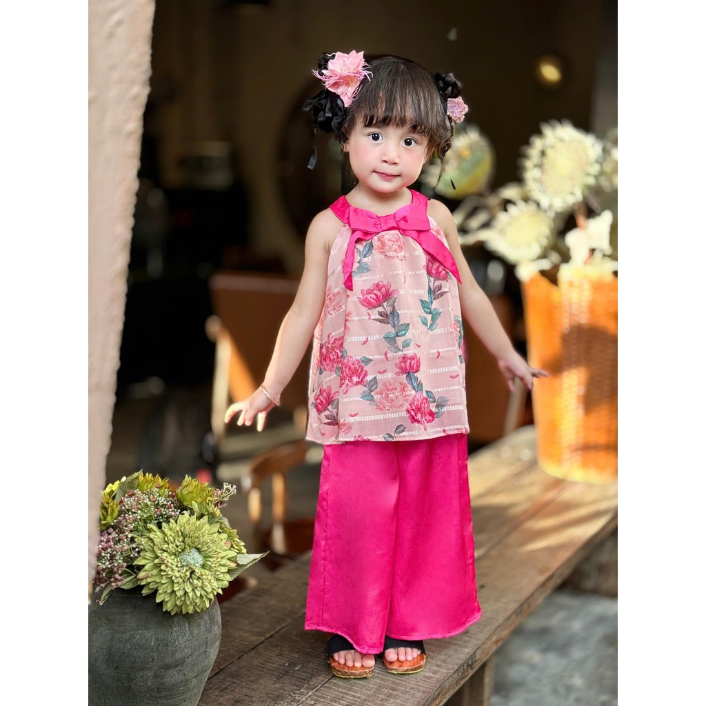 [JUNE withlove] TT9 - Set yếm hồng in hoa cho bé gái – Đồ trung thu, lễ hội, mặc Tết xinh xắn