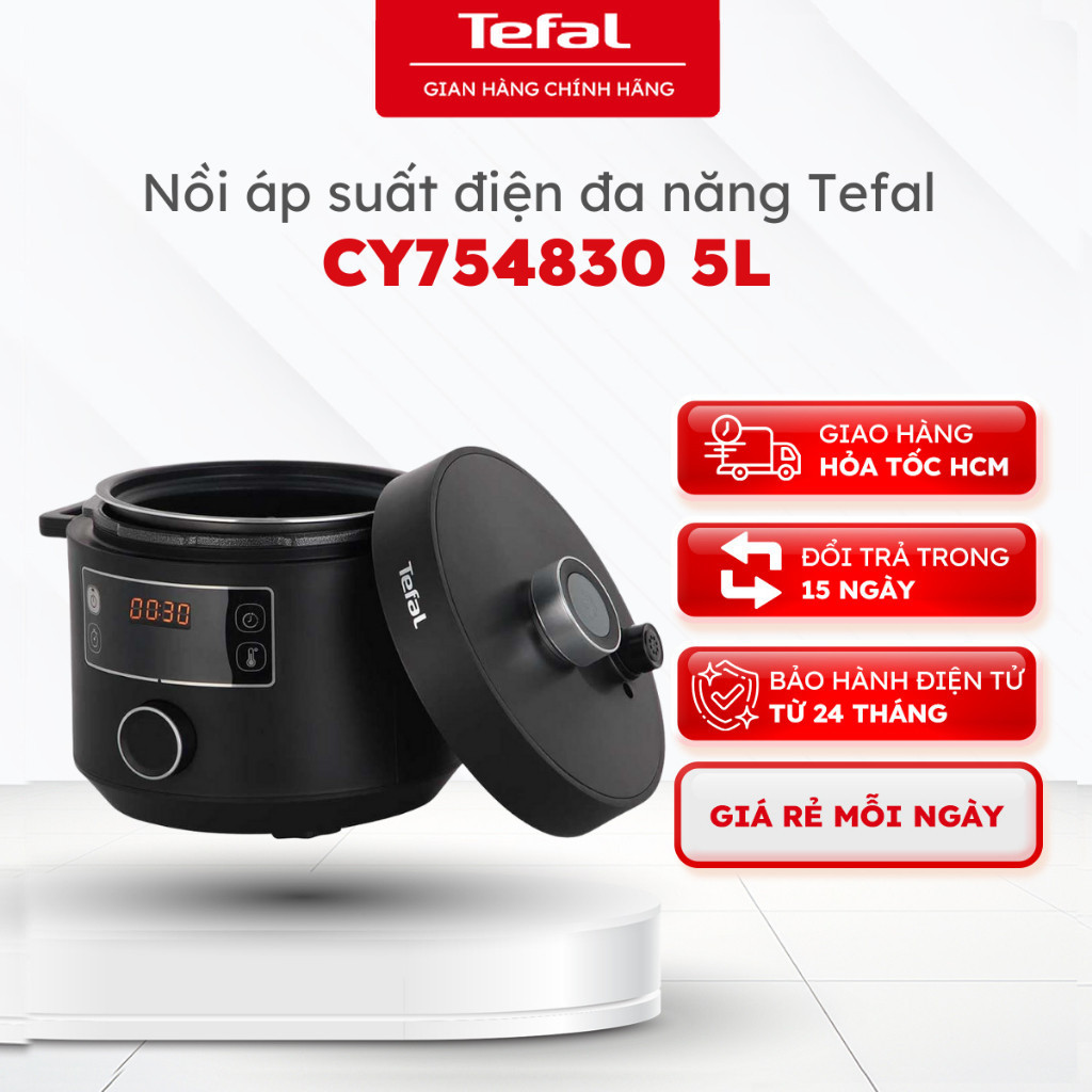 Nồi áp suất điện đa năng Tefal CY754830 5L - Bảo hành chính hãng 24 tháng [HOẢ TỐC HCM]