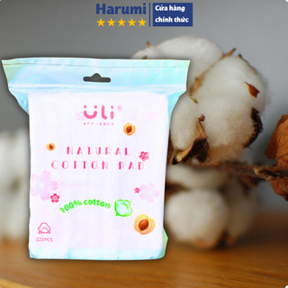  Bông Tẩy Trang Uli Dạng Vuông Natural Cotton Pad 222 Miếng Mềm Mịn Dai Không Kích Ứng ULI 222 miếng hồng 