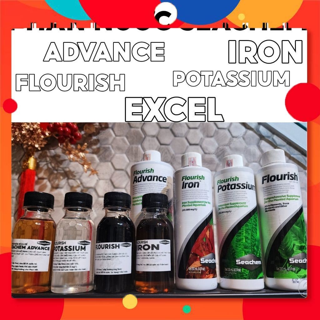 Phân nước Seachem (chai nhỏ) – Flourish, Advance, Iron, Potassium, Excel cho cây thuỷ sinh