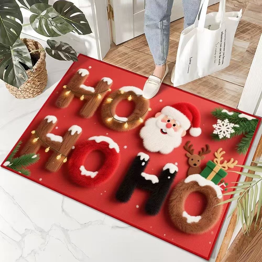 【Ready Stock】 Christmas Floor Mat Household Kitchen Bathroom Waterproof Non-Slip Floor Mat Living Ro