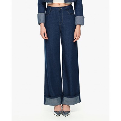 GIGI - Quần jeans nữ ống rộng gập gấu_G3105J252502-57