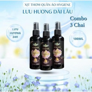   Combo 3 Chai   Xịt xả vải khô Hygiene Plus+ giữ hương thơm lâu trên quần áo chai 100ml  NgocAnh98  
